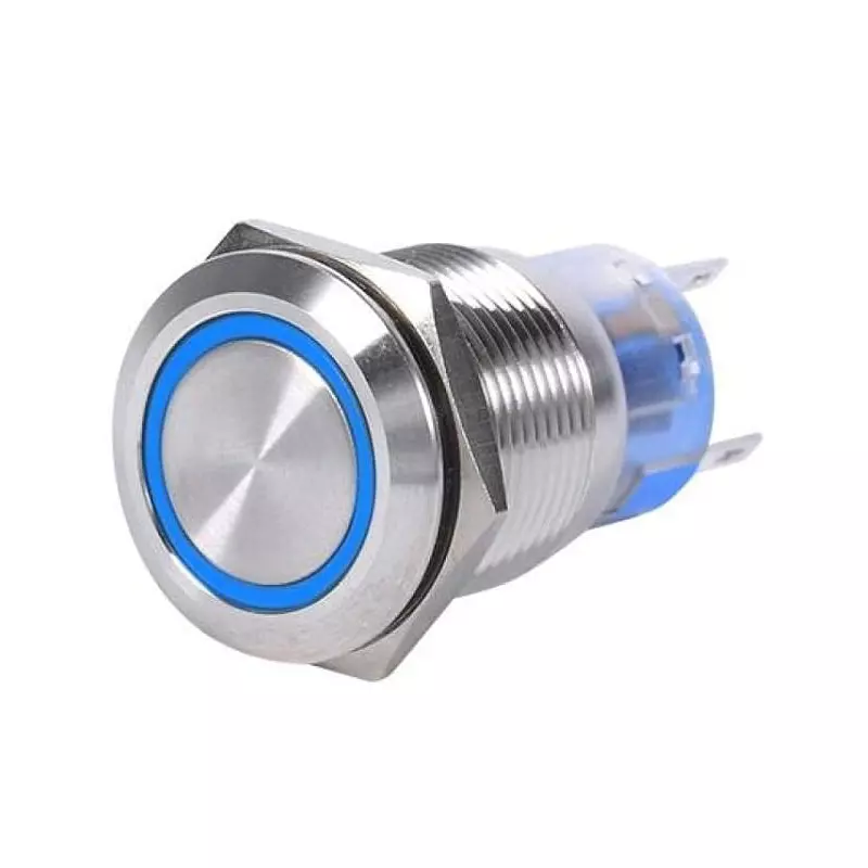 Sibass Electric Metal Push Button Flat Momentary Maintained 19 mm Diameter 24/220 V Blue, SE-TYJ169-263 (Pack of 200)