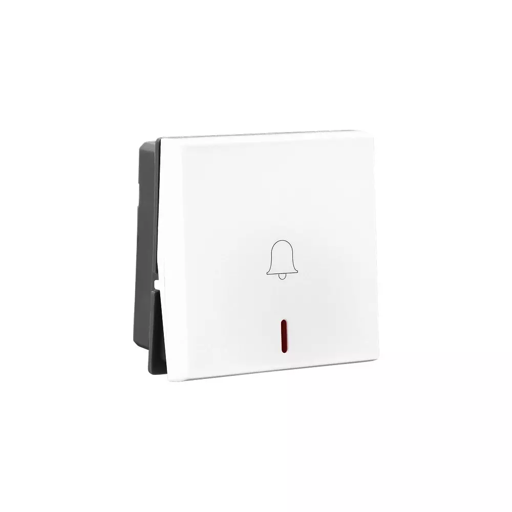 Legrand Bell Push Button with Indicator Allzy 6 Amp 1 Way 2 Module Glossy White, 6811 14 (Pack of 10 Pcs)