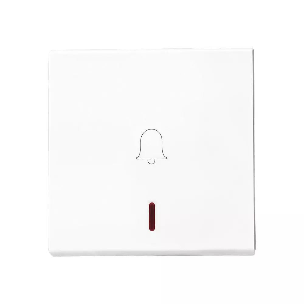 Legrand Bell Push Button with Indicator Allzy 6 Amp 1 Way 2 Module Glossy White, 6811 14 (Pack of 10 Pcs)