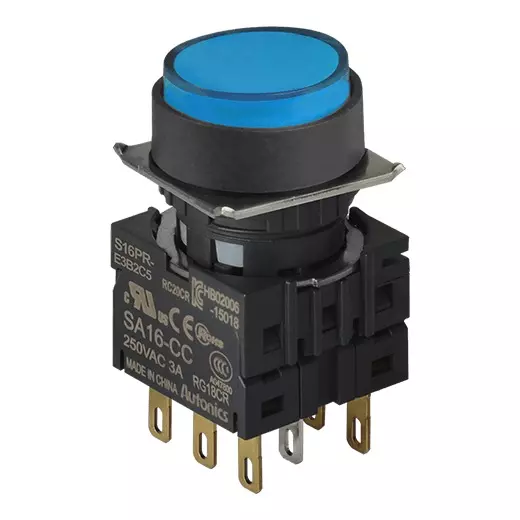Autonics Push Button Switch Blue 250 VAC, S16PR-E3B2C24