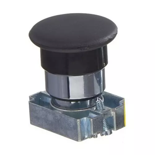 C&S Electric Mushroom Head Push Button with Carrier & Without Contact Elements Metallic Range Black, RCB2-BC2