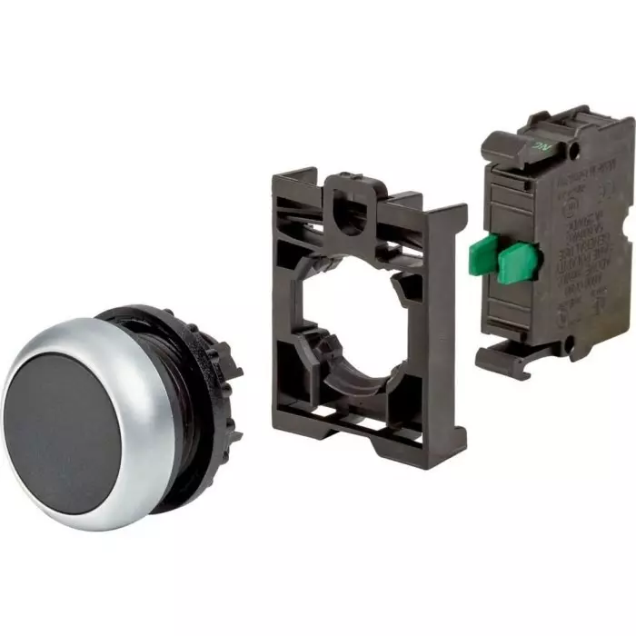 EATON RMQ Titan Series Push Button, Spring Return, 50 mm Cutout, Black LED, IP67, 110933 M22-D-S-K10-BVP