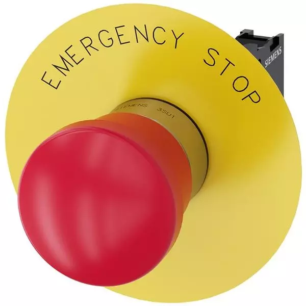 Siemens Push-Pull Emergency Stop Pushbutton Switch SPST Panel Mount 10 Amp 500 V AC Screw Termination, 3SU11501HA201CG0