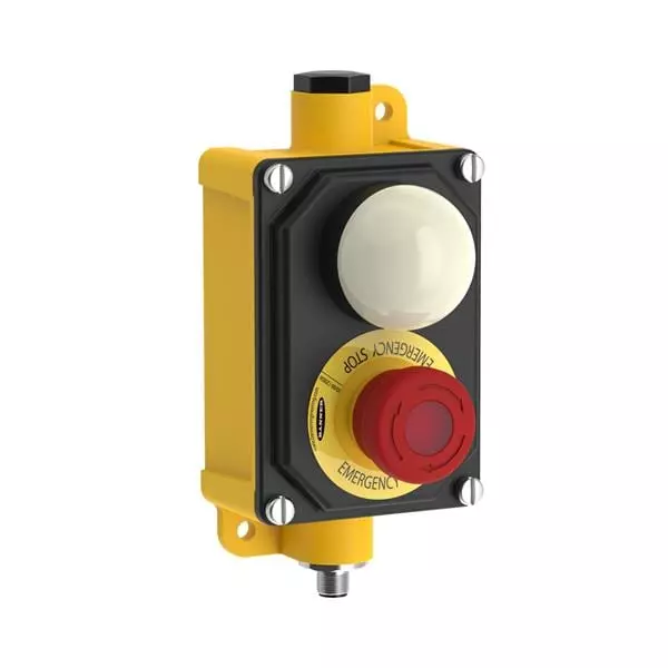 BANNER ENGINEERING Emergency Stop Pushbutton Switch 3PST Flush Mount 2 Amp Quick Connect Termination, SSA-EB1PL2-12EB1Q12K50
