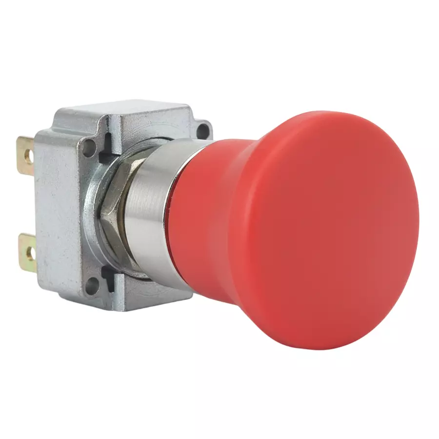 Kaycee Push Button Actuator Mushroom Head Metal Red, KC2MH1M