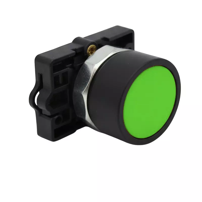 Kaycee Push Button Shround Actuator Flush Head Plastic Green, KC2SAF2P
