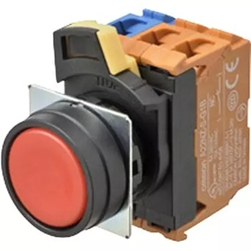 Omron Pushbutton Switch Momentary Round (Flat) Non-illuminated Blue, A22NN-BNM-NAA-G002-NN
