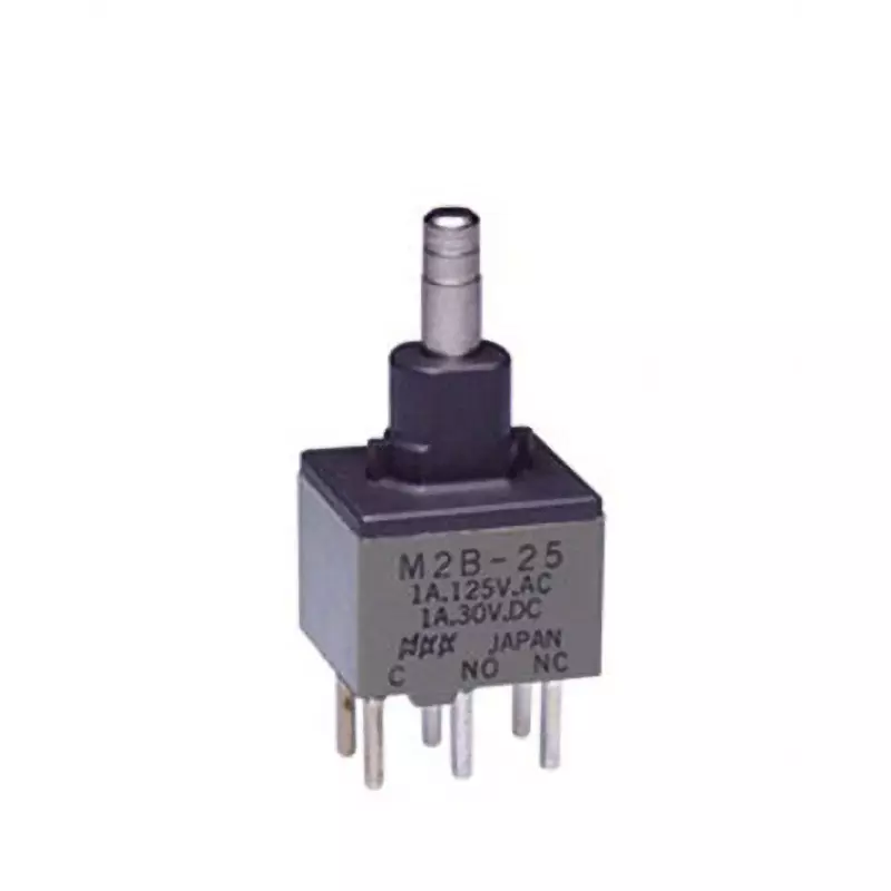 NKK SWITCHES M2 Push Button Switch Printed Circuit Board Straight 2-Pole Double Throw, M2B-25AAP2