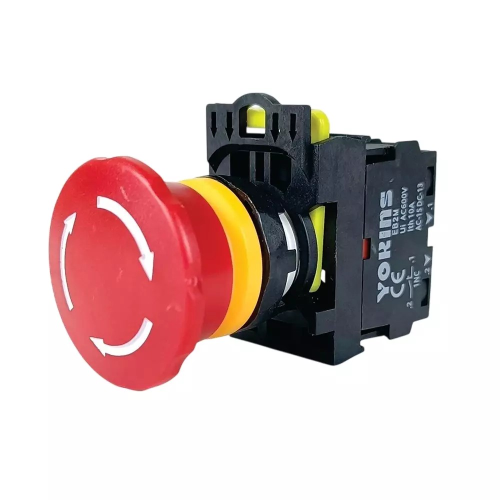 Yokins Emergency Stop Push Button Switch 22 mm Mounting Hole Diameter 1NC Contact 10 A Current Red, EB2M-A-01-ZS