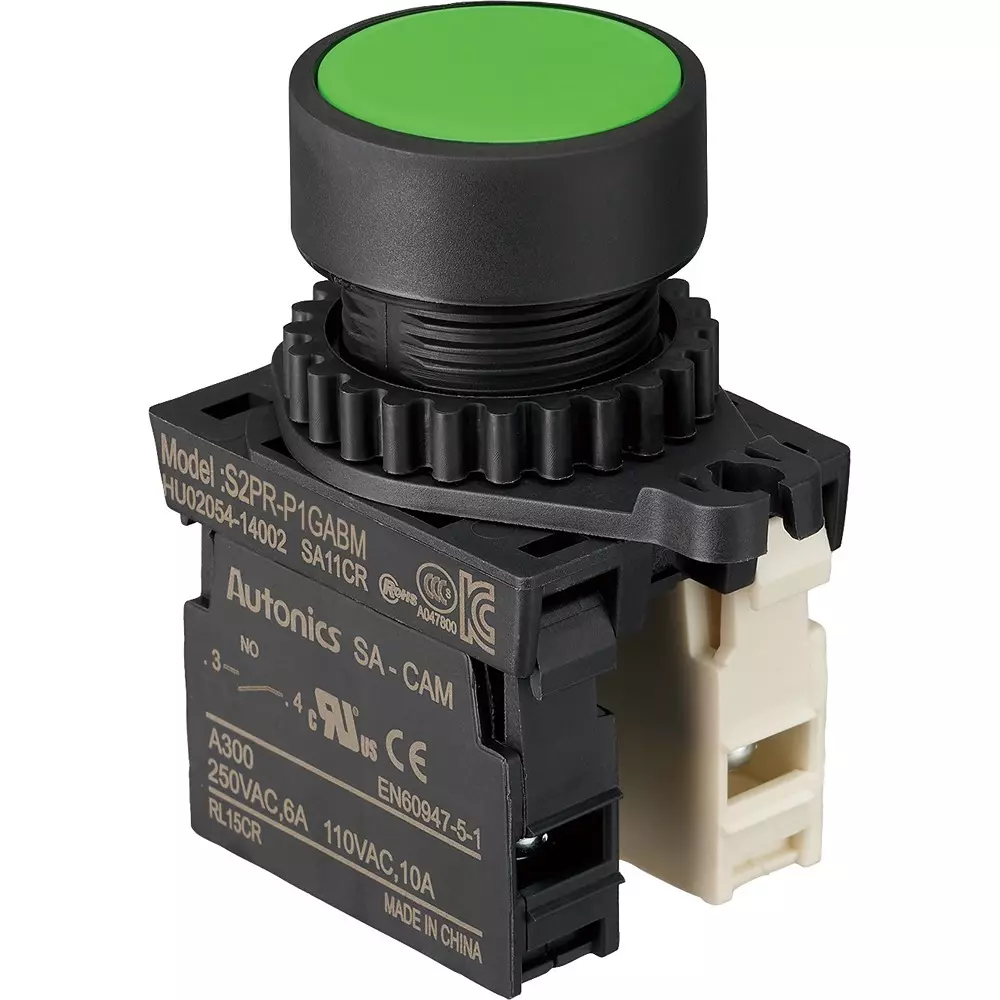 TRUSCO Push Button Switch 1A-1B Contact Configuration, 25P-1A1BM-GN