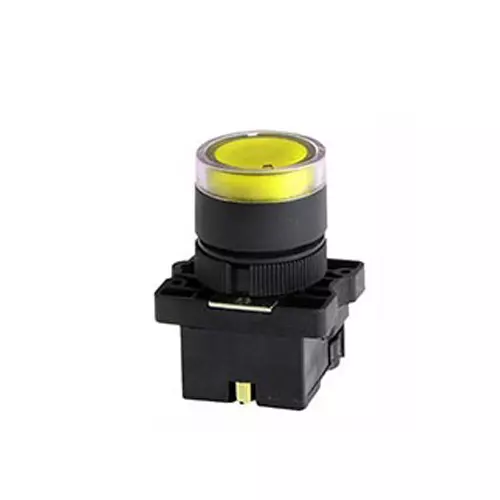 TNI Illuminated Push Button Plastic Body Yellow Color 22.5 mm Cut Out Diameter and 230 V AC Voltage, AP22L-A230-Y