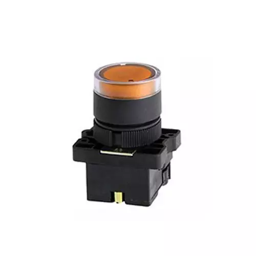 TNI Illuminated Push Button Plastic Body Amber Color 22.5 mm Cut Out Diameter and 230 V AC Voltage, AP22L-A230-A