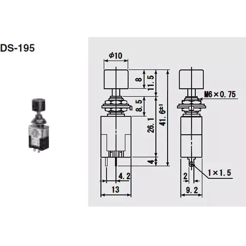 MIYAMA ELECTRIC Push Button Switch Single pole single throw AC.125 V-3 Amp, DS195-K