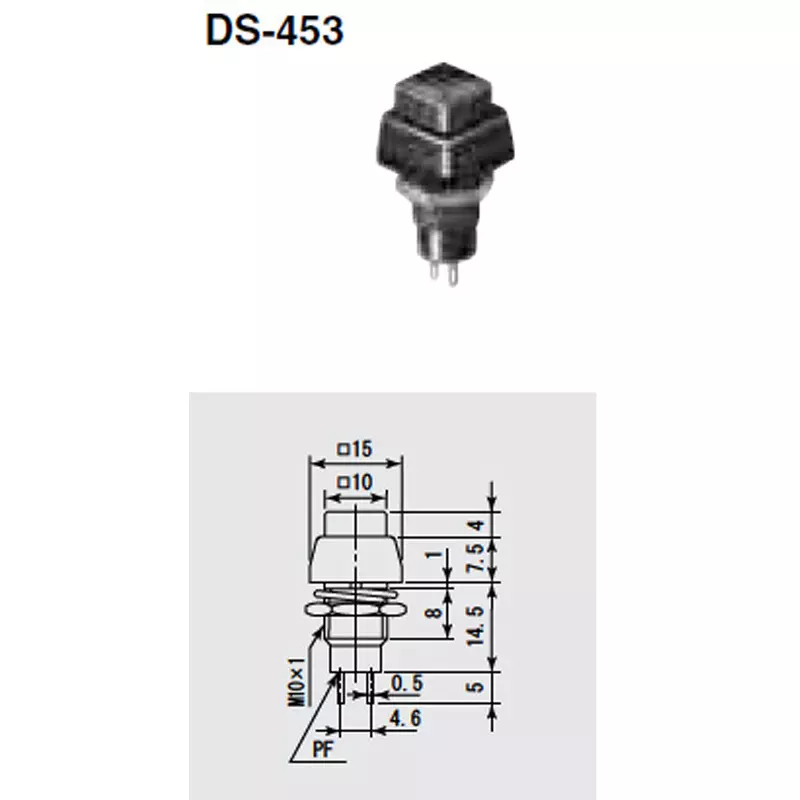 MIYAMA ELECTRIC Push Button Switch Single pole single throw AC 125 V-3A, AC 250 V-1 Amp, DS453-K