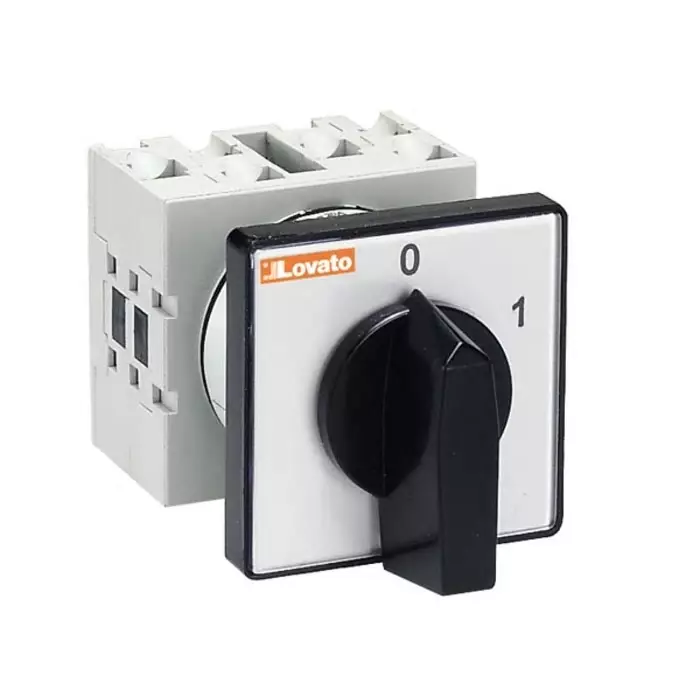 Lovato 3P 2 Position 60° On-Off Cam Switch, 40A, Short Black Handle Actuator, GX4010U