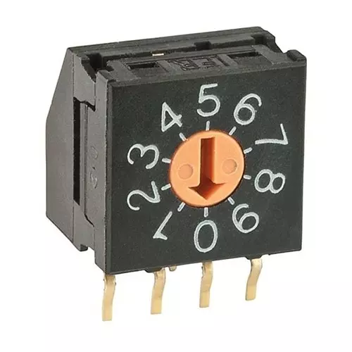 NKK SWITCHES Coded Rotary Switch Through Hole Rotary Actuator 10 Position, FR01FR10H-06XL