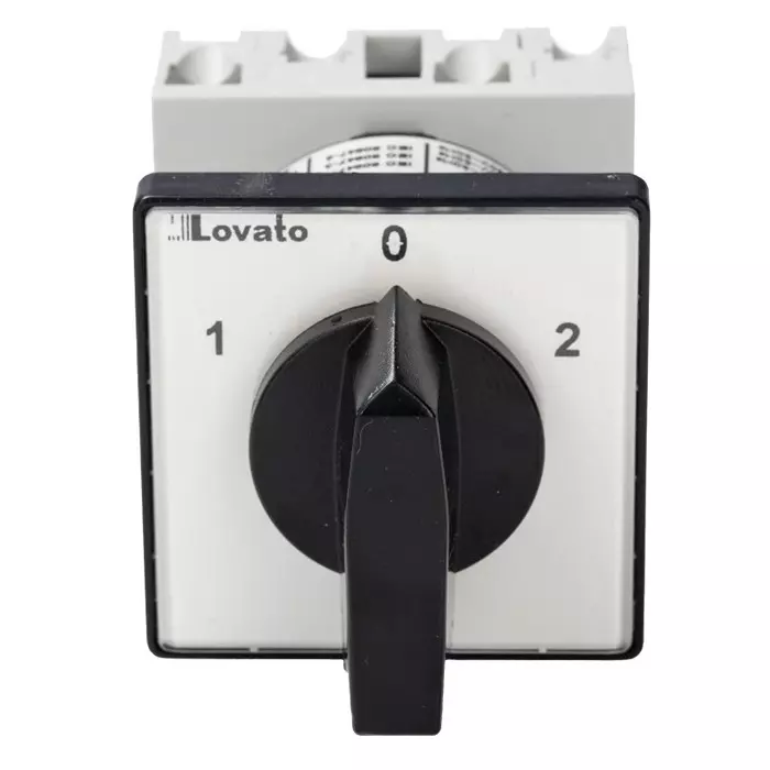 Lovato 1P 3 Position 60° Changeover Cam Switch, 690V (Volts), 20A, Short Black Handle Actuator, GX2051U