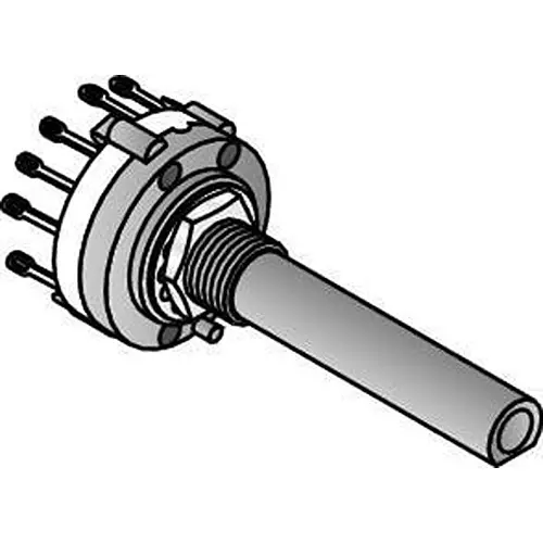 ALPHA Rotary Switch Non-Illuminated Solder Pin Termination 300 mA Flatted Actuator, SR2612F-0112-38F5B-D8-S