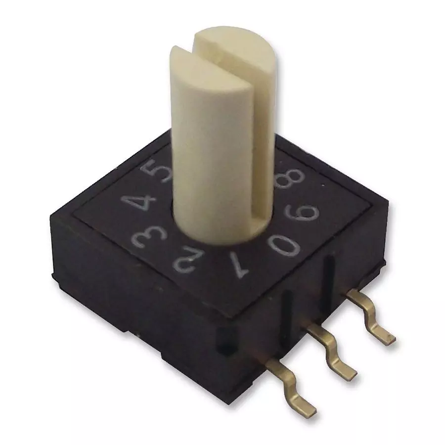 MULTICOMP PRO Rotary Coded Switches SWITCH, ROTARY, SMD, 10X10, 10 POS, 3X2, MCRM2HAF-10R-V-B