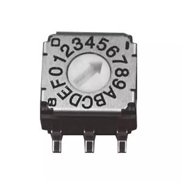 NIDEC COMPONENTS Coded Rotary Switch Through Hole Screwdriver Slot Actuator 10 Position 100 mA, SH-7010MC