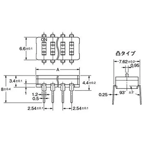 Omron Sealed Dip Switch Convex Type 2-Pole, A6D-2103