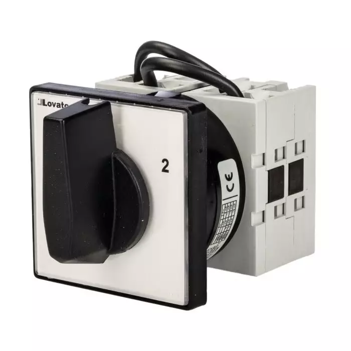 Lovato 2P 3 Position 60° Changeover Cam Switch, 40A, Short Black Handle Actuator, GX4052U