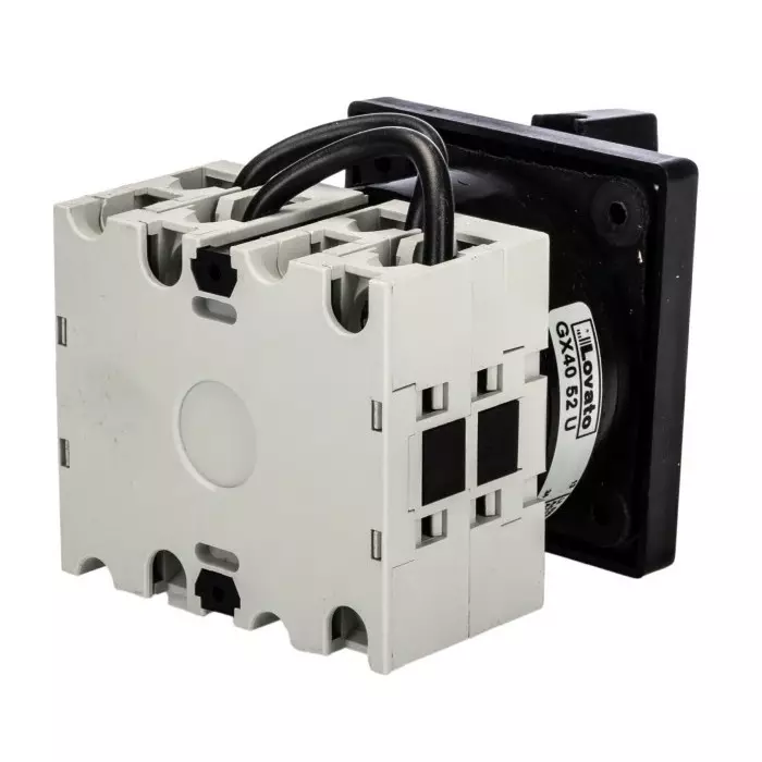 Lovato 2P 3 Position 60° Changeover Cam Switch, 40A, Short Black Handle Actuator, GX4052U