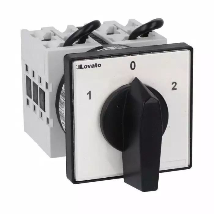 Lovato 3PDT 3 Position 60° Changeover Cam Switch, 690V (Volts), 32A, Short Black Handle Actuator, GX3253U