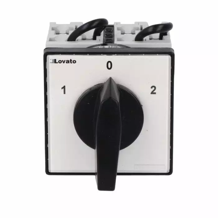 Lovato 3PDT 3 Position 60° Changeover Cam Switch, 690V (Volts), 32A, Short Black Handle Actuator, GX3253U
