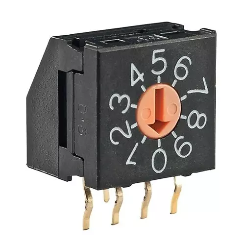 NKK SWITCHES Coded Rotary Switch Through Hole Rotary Actuator 10 Position, FR01FR10H-06XL-S