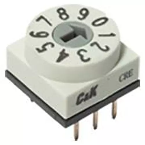 C&K COMPONENTS Coded Rotary Switch Screw Termination Flush Actuator, CRE08ROTM1A