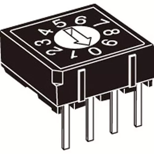 Omron Rotary Dip Switch Top Operation Flat Type, A6R-162RF