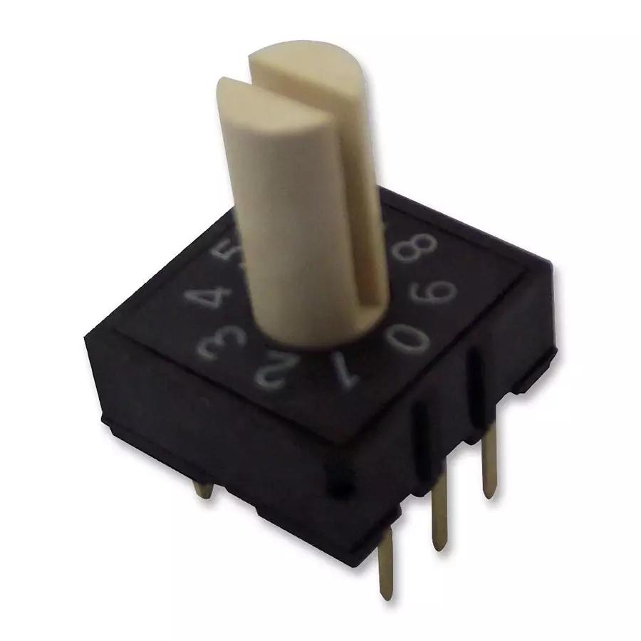 MULTICOMP PRO Rotary Coded Switches SWITCH, ROTARY, THT, 10X10, 10 POS, 4X1, MCRH4HAF-10R-V-B