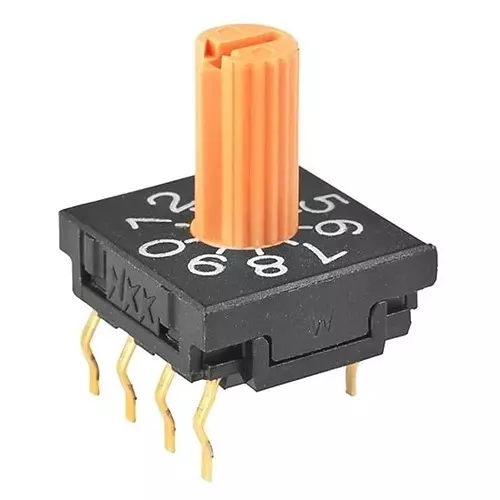 NKK SWITCHES Coded Rotary Switch Through Hole Rotary Actuator 10 Position, FR01KR10P-W