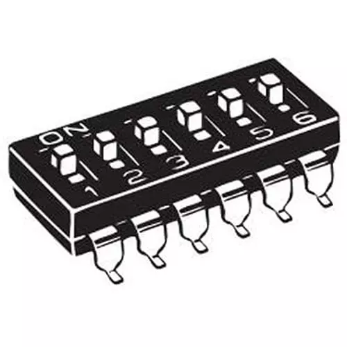 Omron Slide Dip Switch 100 mohm or more at 250 V DC, A6S-8104-H