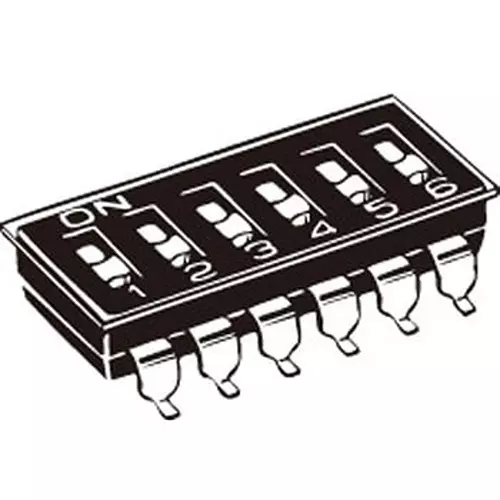 Omron Slide Dip Switch 100 mohm or more at 250 V DC, A6S-3102-H