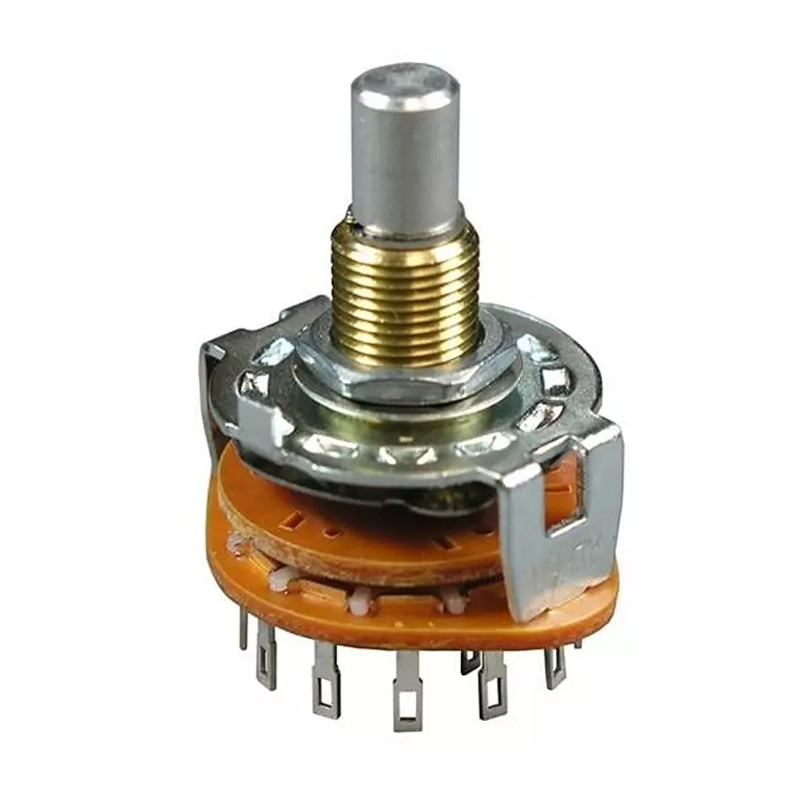 ALPHA Rotary Switch Non-Illuminated Solder Lug Termination 300 mA Knob Actuator 125 V DC, SR2511F-0107-19R0B-E9-S-W-159