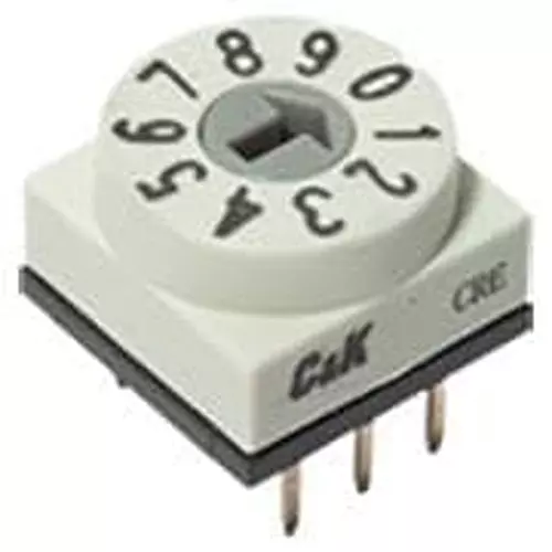 C&K COMPONENTS Coded Rotary Switch Screw Termination Flush Actuator, CRE08ROTM0A