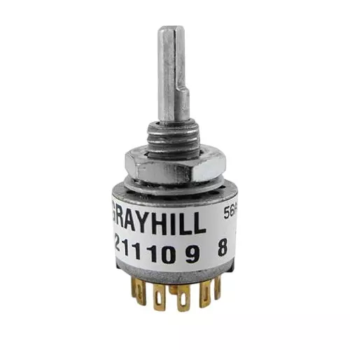 GRAYHILL Rotary Switch Non-Illuminated Solder Lug Termination 200 mA Flatted Actuator 30 V DC, 56D30-01-2-AJN