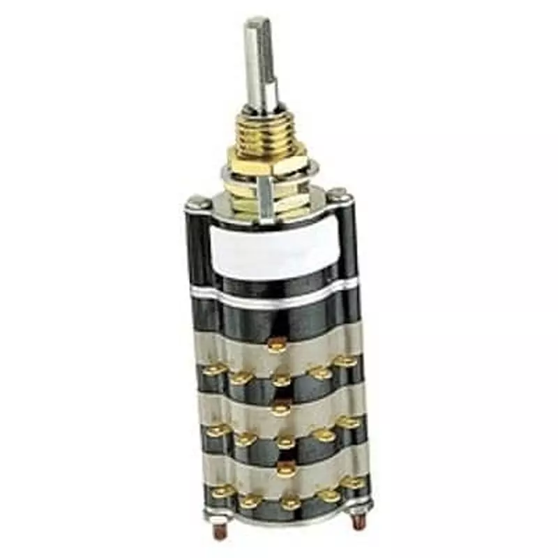 GRAYHILL Rotary Switch Non-Illuminated Solder Pin Termination 250 mA Flatted Actuator 28 V DC, 115 V DC, 09A45-02-1-03N