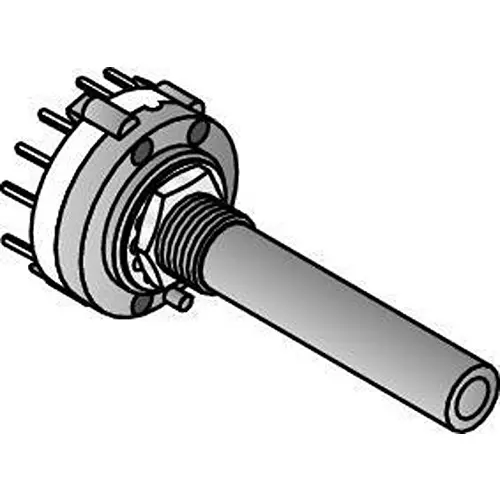 ALPHA Rotary Switch Non-Illuminated Solder Lug Termination 300 mA Flatted Actuator, SR2611F-0206-38R0B-D8-N