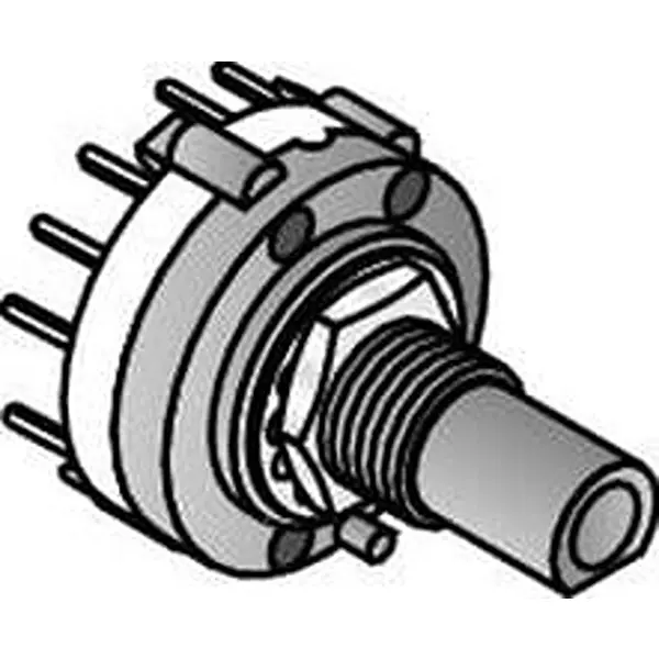 ALPHA Rotary Switch Non-Illuminated Solder Pin Termination 300 mA Flatted Actuator, SR2612F-0205-18F5B-D8-S