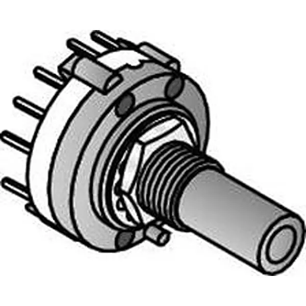 ALPHA Rotary Switch Non-Illuminated Solder Pin Termination 300 mA Flatted Actuator, SR2612F-0304-21R0B-D8-N