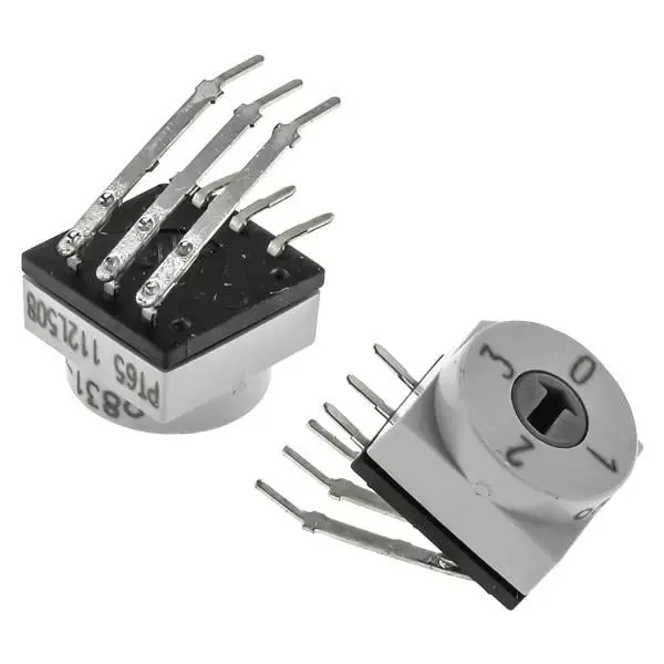 APEM Coded Rotary Switch Through Hole Screwdriver Slot Actuator, PT65112L508