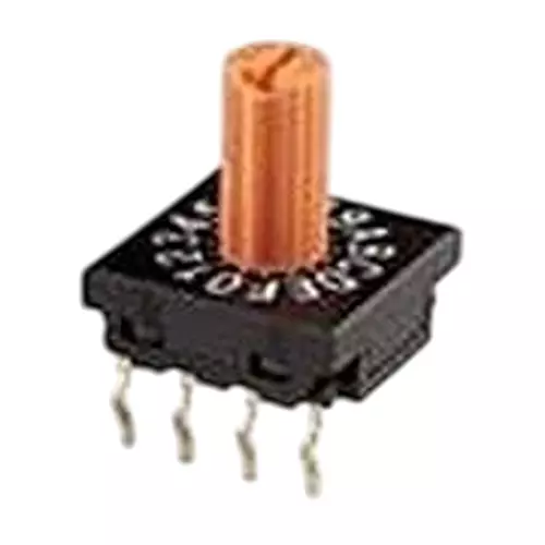 NKK SWITCHES Coded Rotary Switch PC Pin, Right Angle Termination Shaft Actuator, FR01AC10HB-S