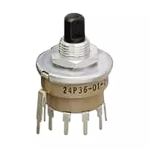 GRAYHILL Rotary Switch Non-Illuminated Solder Lug Termination 1 Amp Flatted Actuator, 24001-04S