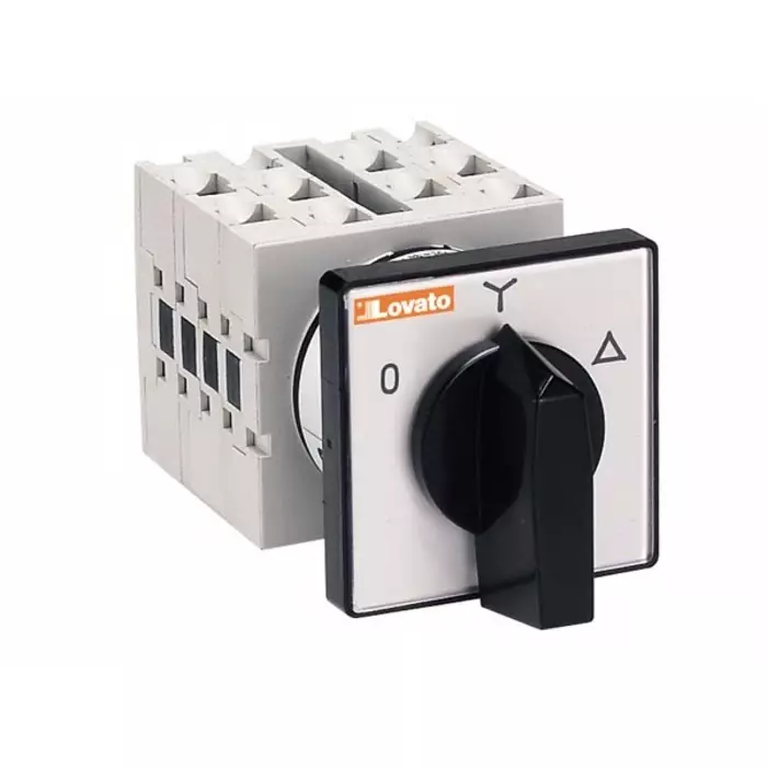 Lovato 3P 3 Position 60° Motor Reversing Cam Switch, 40A, Short Black Handle Actuator, GX4011U
