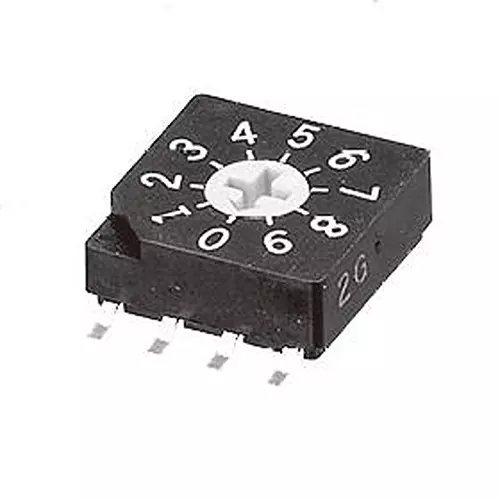 NIDEC COMPONENTS Coded Rotary Switch SMD/SMT Screwdriver Slot Actuator 16 Position 100 mA, SC-1010TB