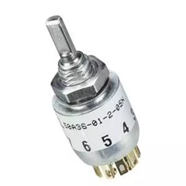 GRAYHILL Rotary Switch Non-Illuminated Solder Lug Termination 200 mA Flatted Actuator 28 V DC, 50A36-01-1-05S