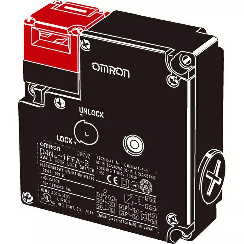 Omron Standard Type Safety Door Switch with Small Electromagnetic Lock 1000 m/s², D4NL-1AFA-B4